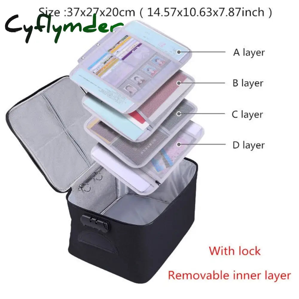 Cyflymder Document Storage Bag Organizer Files Folder Ticket Credit Card Certificates Handbag Home