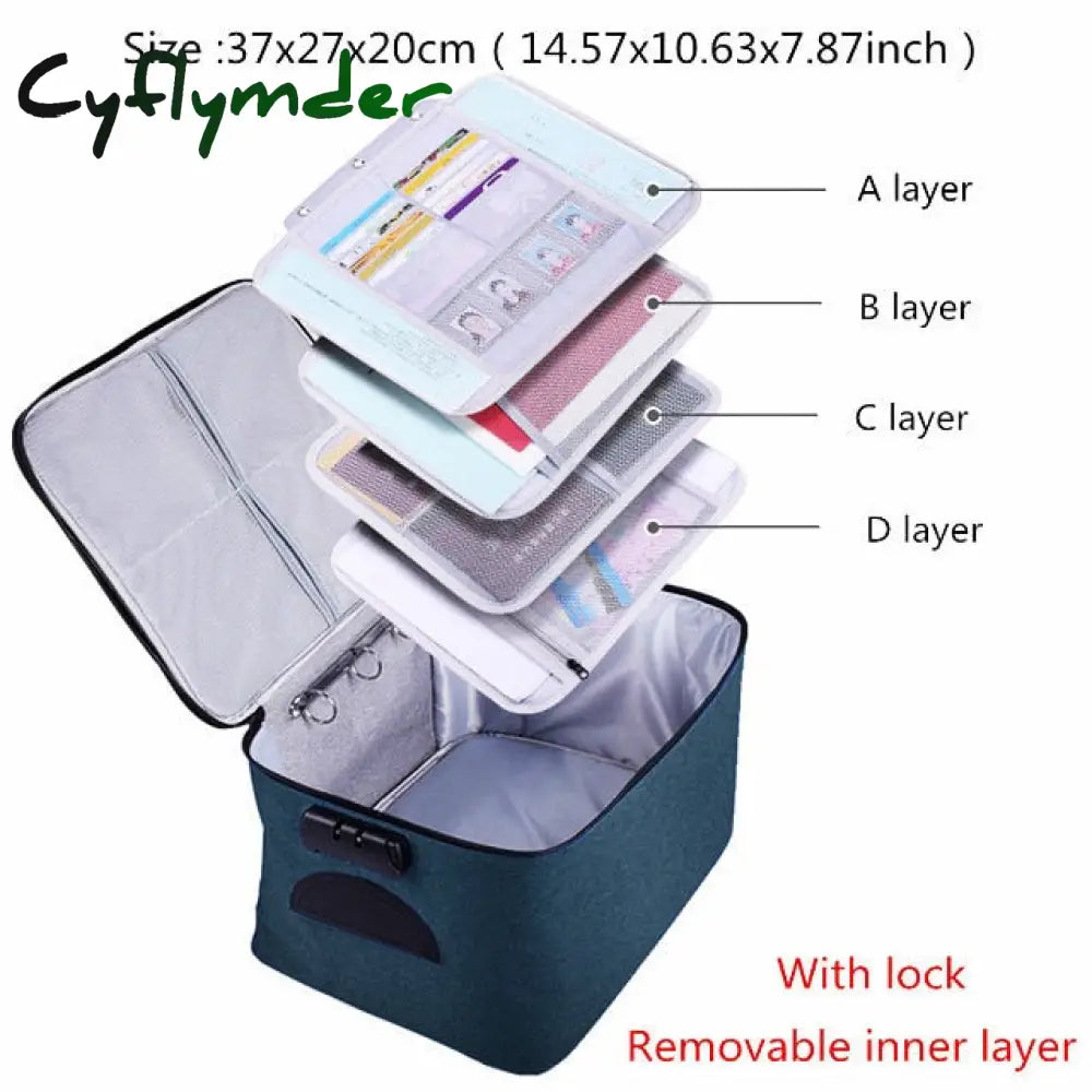 Cyflymder Document Storage Bag Organizer Files Folder Ticket Credit Card Certificates Handbag Home