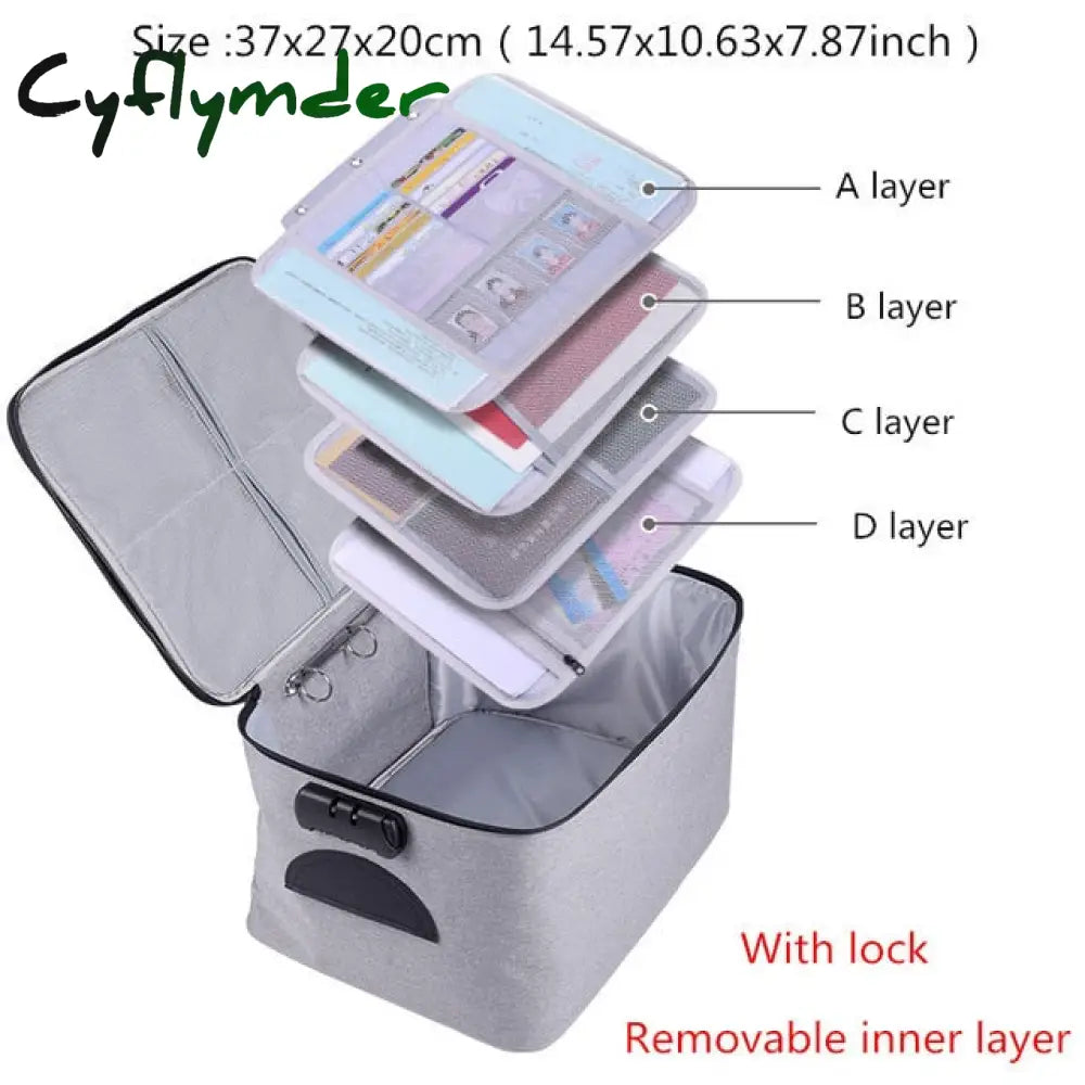 Cyflymder Document Storage Bag Organizer Files Folder Ticket Credit Card Certificates Handbag Home