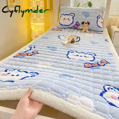 Cyflymder Dormitory Single Thick Warm Bed Sheet Winter Milk Velvet Mattress Topper Double Bedspread Thin Bed Pad