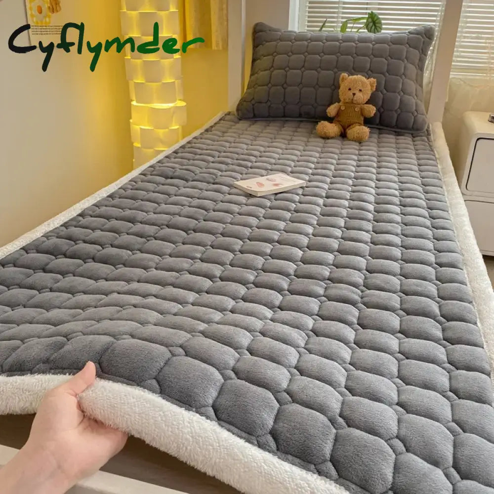 Cyflymder Dormitory Single Thick Warm Bed Sheet Winter Milk Velvet Mattress Topper Double Bedspread Thin Bed Pad