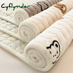 Cyflymder Dormitory Single Thick Warm Bed Sheet Winter Milk Velvet Mattress Topper Double Bedspread Thin Bed Pad