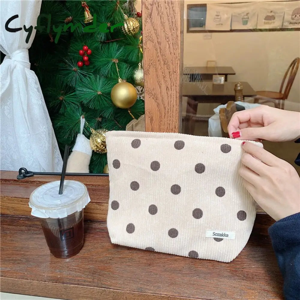 Cyflymder Dot Women Cosmetic Bag Retro Design Ladies Storage Clutch Purse Bags Fashion Checkerboard