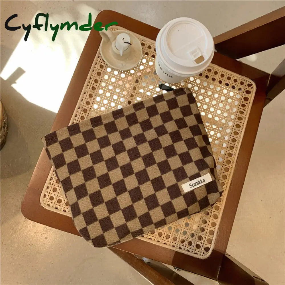 Cyflymder Dot Women Cosmetic Bag Retro Design Ladies Storage Clutch Purse Bags Fashion Checkerboard