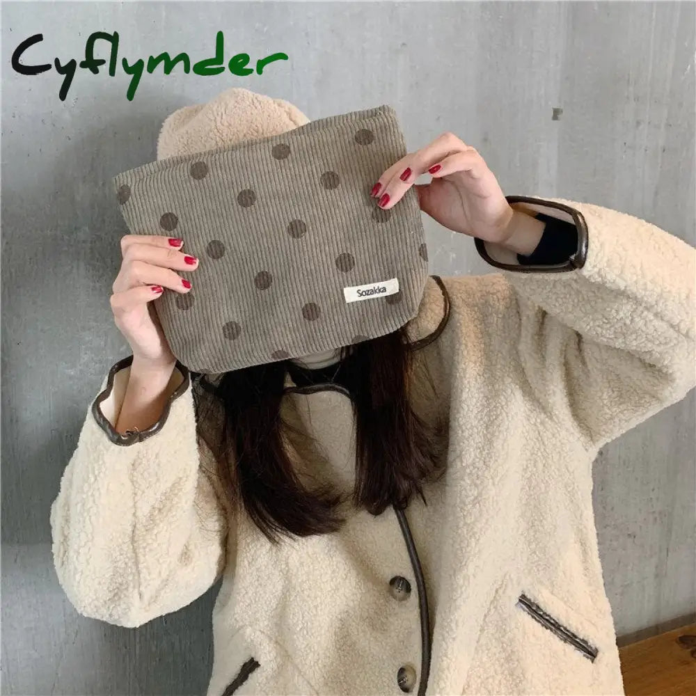 Cyflymder Dot Women Cosmetic Bag Retro Design Ladies Storage Clutch Purse Bags Fashion Checkerboard