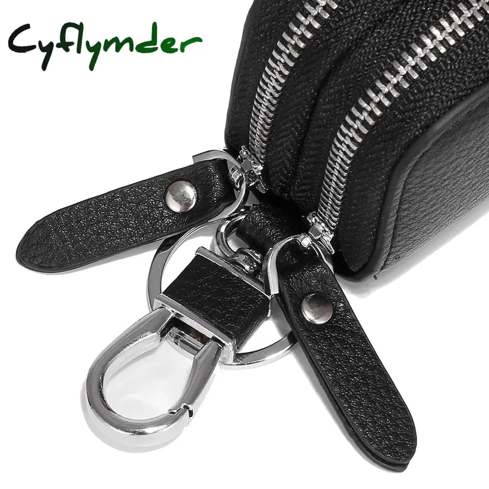 Cyflymder Double Deck Car Key Case Male Leather Cowhide Large Capacity Simple Storage Household