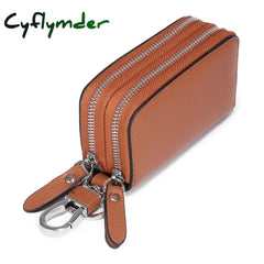 Cyflymder Double Deck Car Key Case Male Leather Cowhide Large Capacity Simple Storage Household