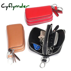 Cyflymder Double Deck Car Key Case Male Leather Cowhide Large Capacity Simple Storage Household