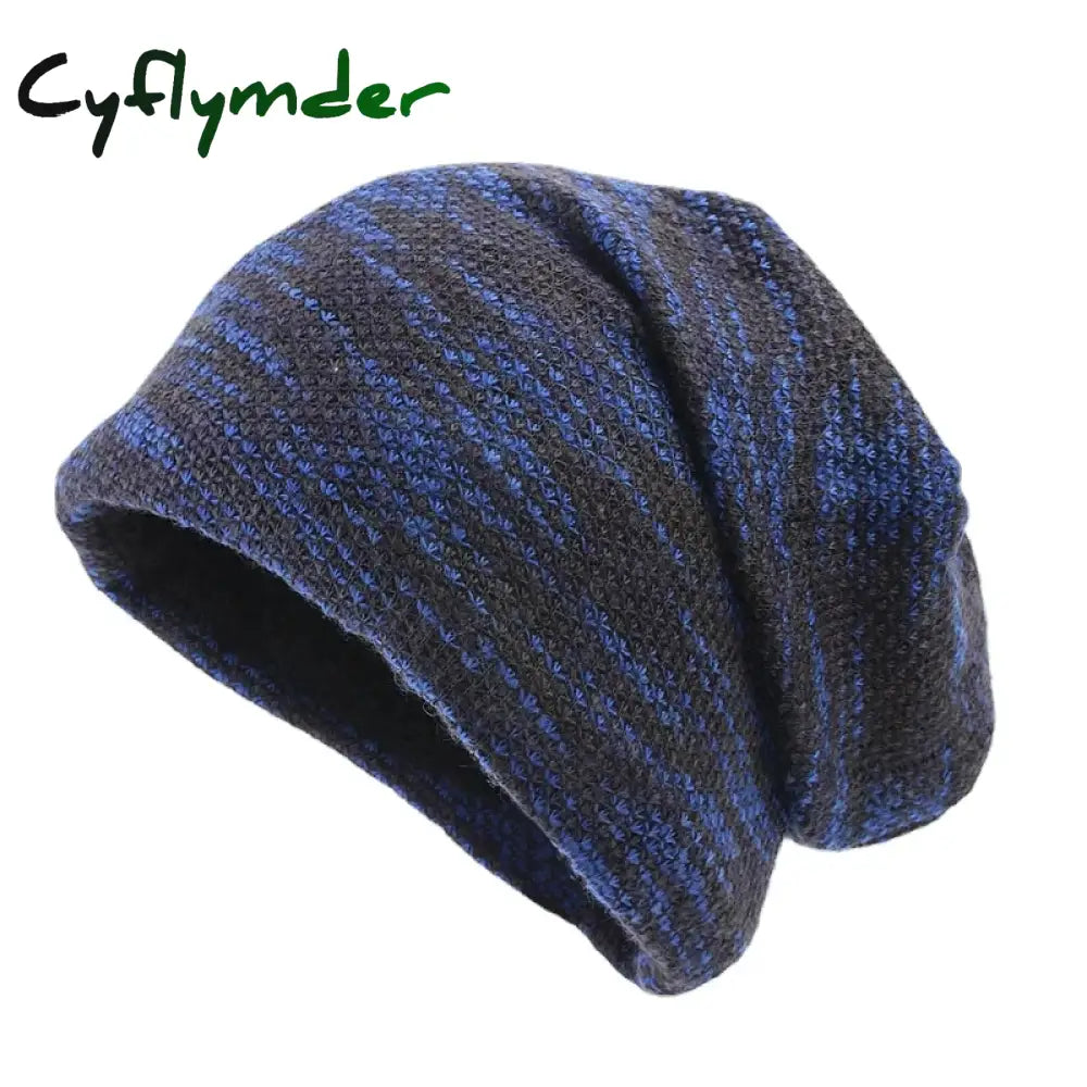 Cyflymder Double Fabric Winter Warmful Beanies For Women and Men Unisex Colorful Skullies Winter Hat blue / adjustable