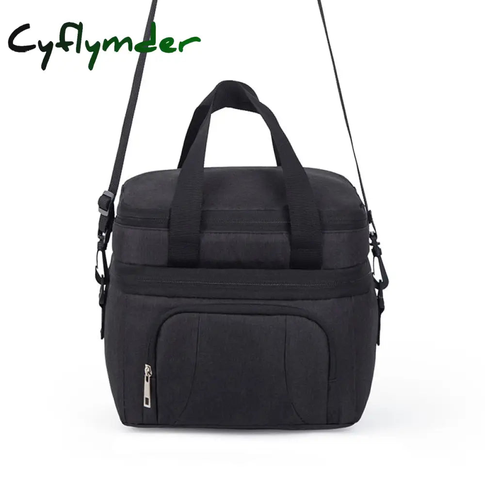 Cyflymder Double-Layer Crossbody Insulation Lunch Bag For Women Kids Large Capacity Thermal Food