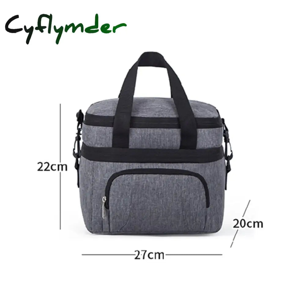 Cyflymder Double-Layer Crossbody Insulation Lunch Bag For Women Kids Large Capacity Thermal Food