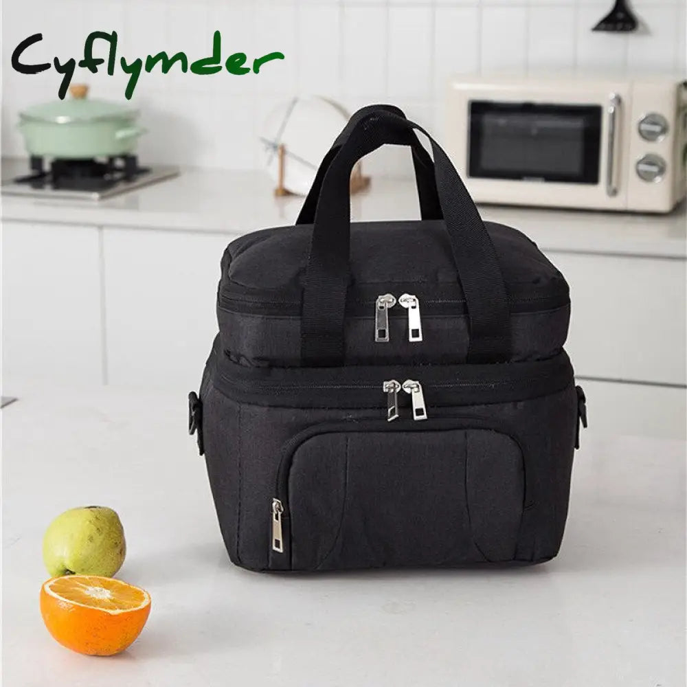 Cyflymder Double-Layer Crossbody Insulation Lunch Bag For Women Kids Large Capacity Thermal Food