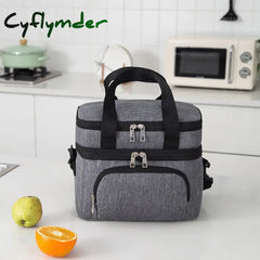 Cyflymder Double-Layer Crossbody Insulation Lunch Bag For Women Kids Large Capacity Thermal Food