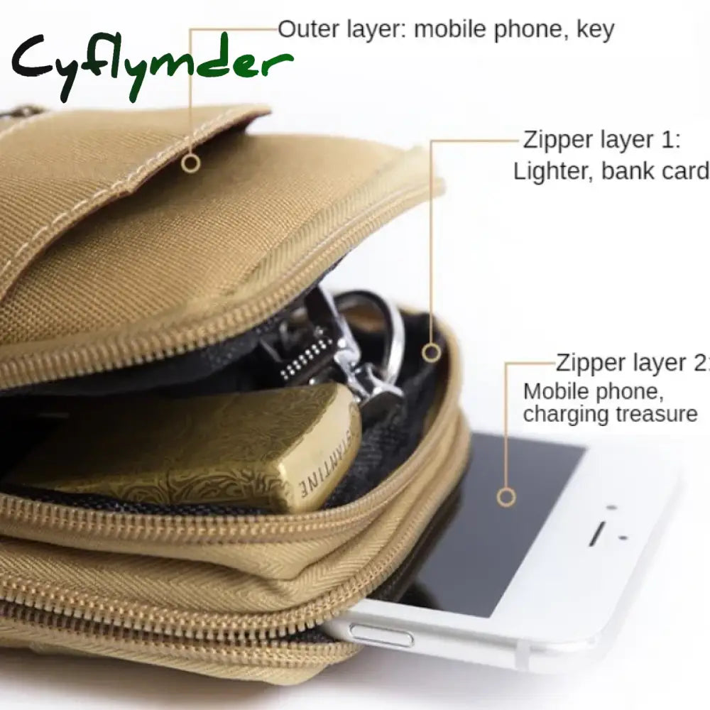 Cyflymder Double Layer Nylon Waist Bag Outdoor Waist Fanny Pack Men Phone Pouch Camping Hunting Waist Bag Purses Belt