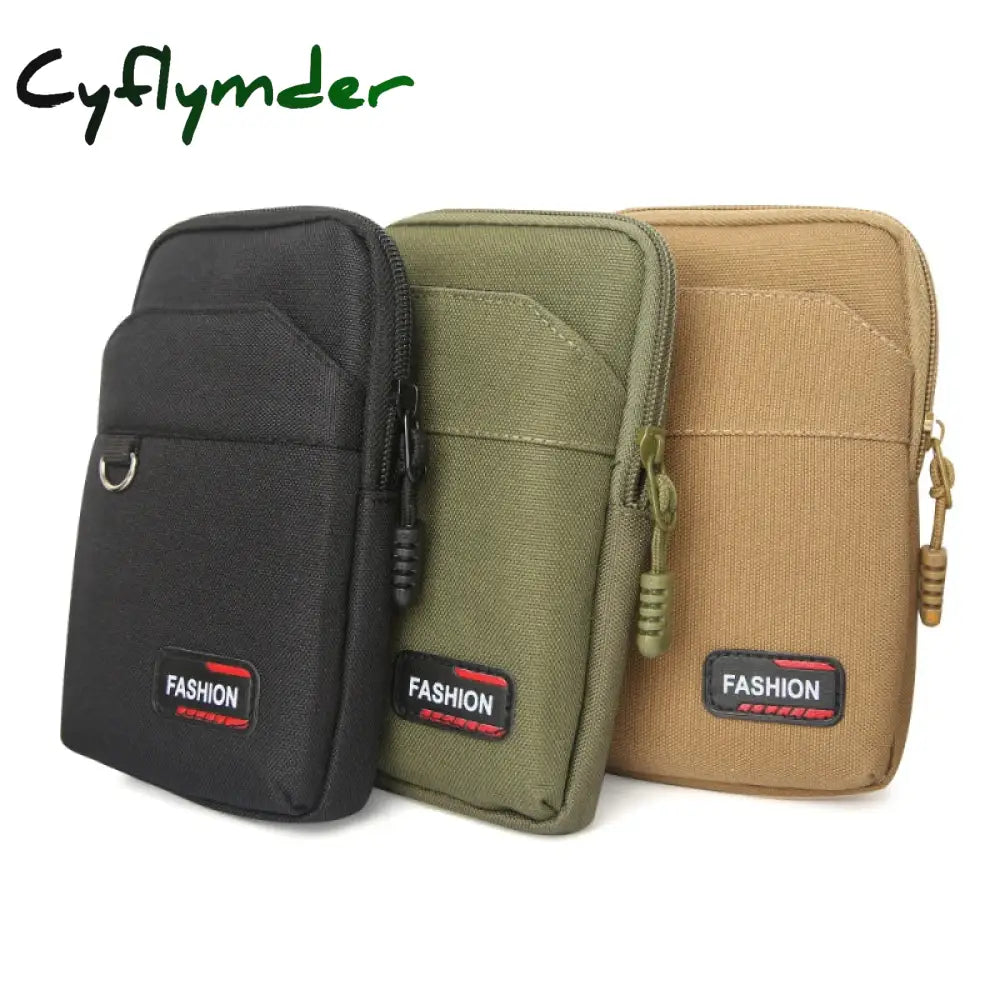 Cyflymder Double Layer Nylon Waist Bag Outdoor Waist Fanny Pack Men Phone Pouch Camping Hunting Waist Bag Purses Belt