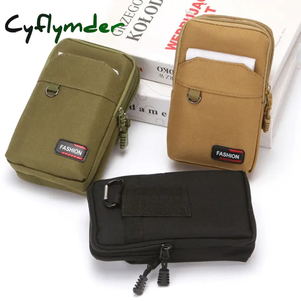 Cyflymder Double Layer Nylon Waist Bag Outdoor Waist Fanny Pack Men Phone Pouch Camping Hunting Waist Bag Purses Belt