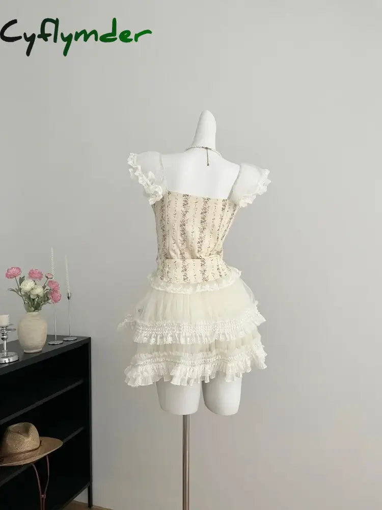 Cyflymder Dress To Impress 2000S Vintage Japanese Kawaii Suits Lolita 2 Piece Skirt Set Women Even