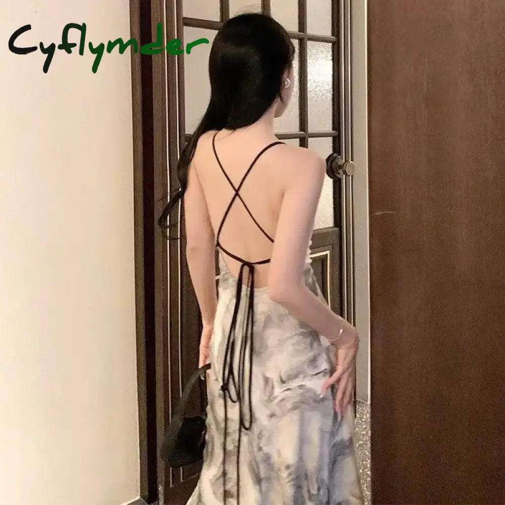 Cyflymder Dress To Impress Sexy Backless Swinging Collar Dresses Summer New Stylish Female Clothing