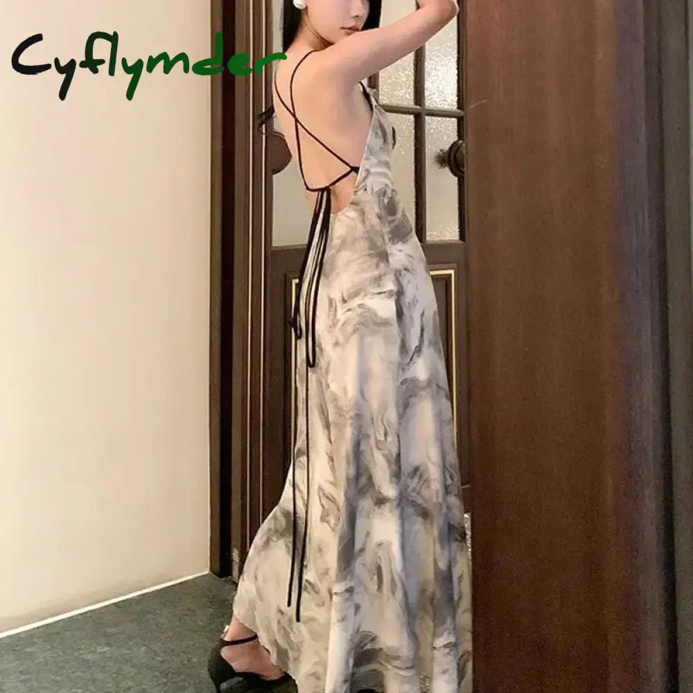 Cyflymder Dress To Impress Sexy Backless Swinging Collar Dresses Summer New Stylish Female Clothing