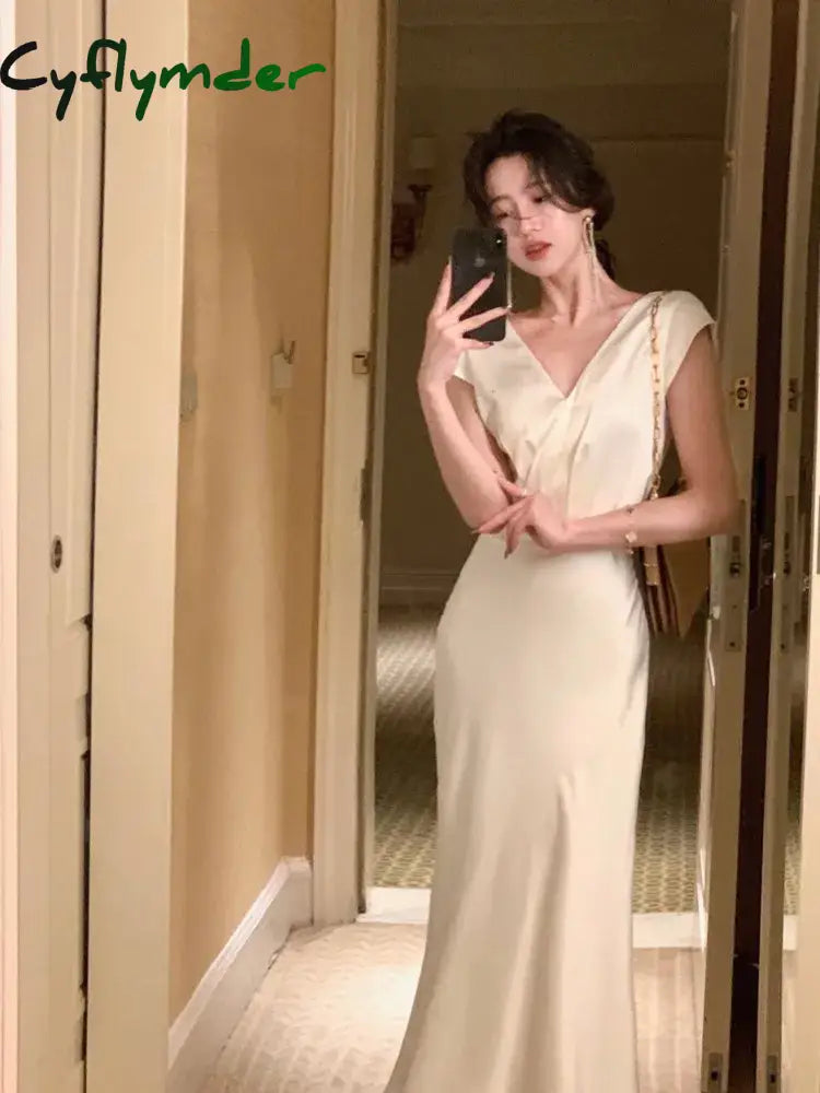 Cyflymder Dress To Impress Summer Fashion Elegant Backless Print Slip Dress Female Long Sexy