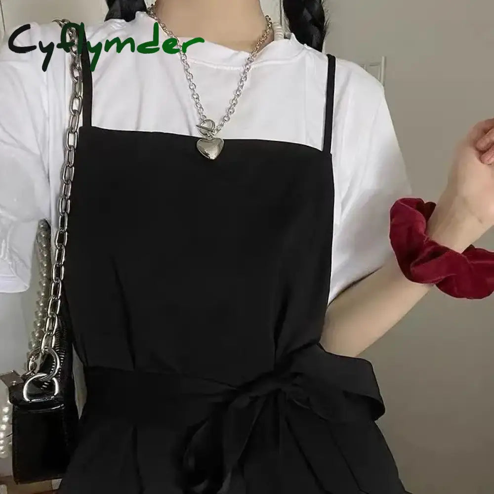 Cyflymder Dress Women Summer Fashion Spaghetti Strap College Sweet Casual Japanese Style Streetwear
