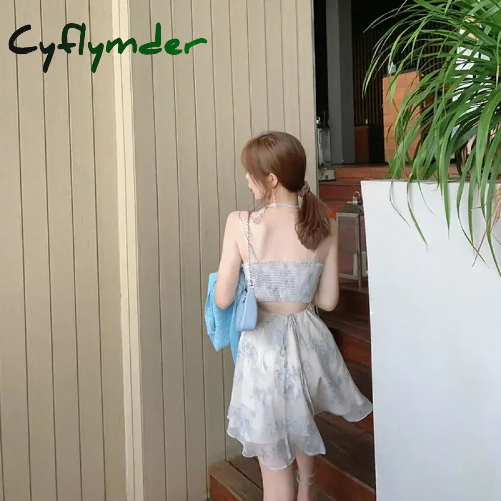 Cyflymder Dresses Women College Floral Summer Ulzzang Preppy Style Teens Fashion New Arrival Chic