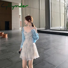 Cyflymder Dresses Women College Floral Summer Ulzzang Preppy Style Teens Fashion New Arrival Chic