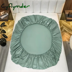 Cyflymder Egyptian Cotton Fitted Sheet with Elastic Band Luxury Soft Mattress Covers Durable Skin-friendly Bedsheet