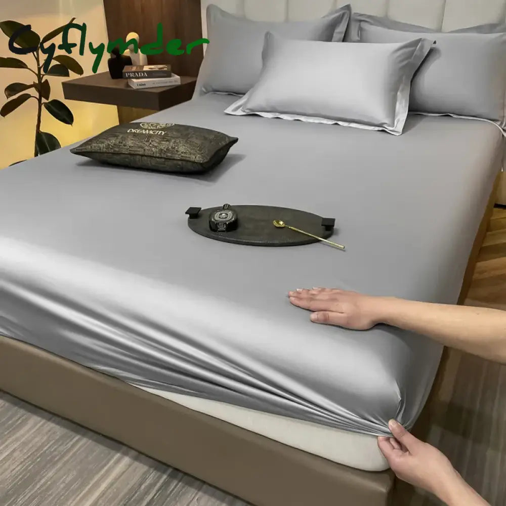 Cyflymder Egyptian Cotton Fitted Sheet with Elastic Band Luxury Soft Mattress Covers Durable Skin-friendly Bedsheet