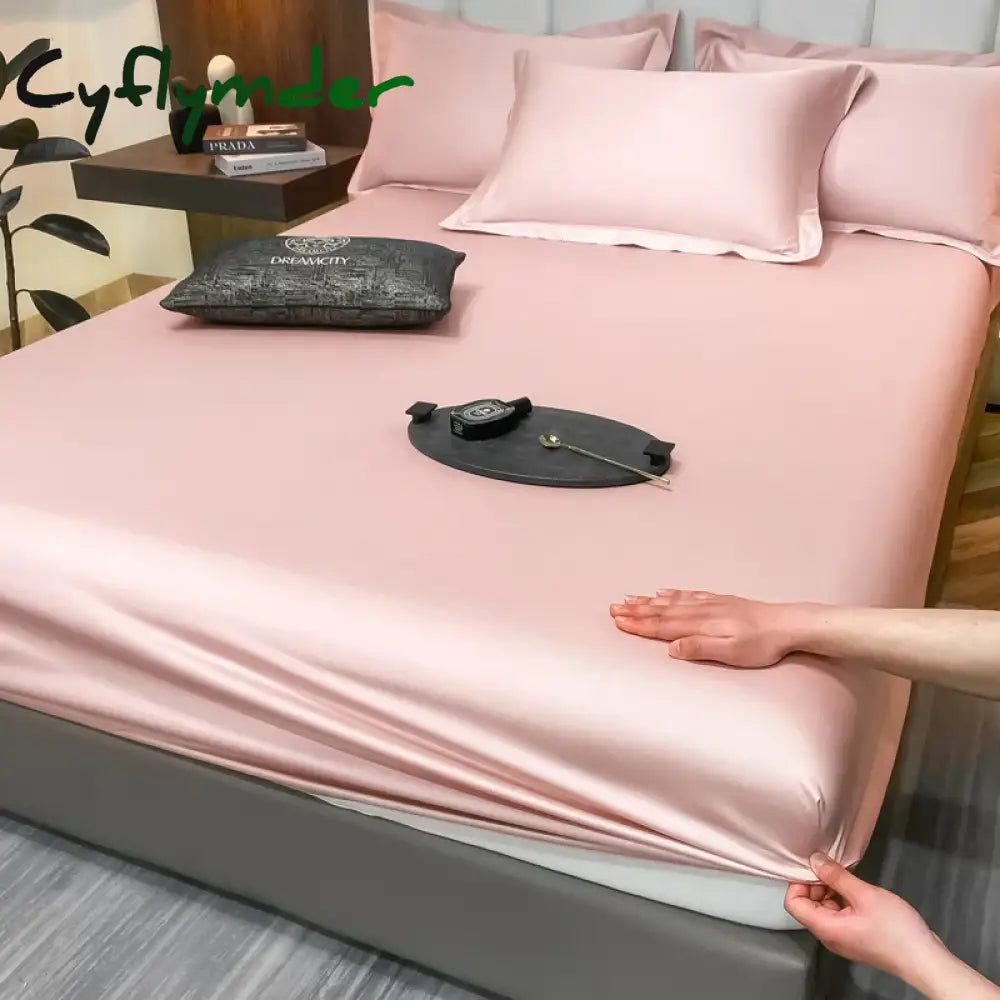 Cyflymder Egyptian Cotton Fitted Sheet with Elastic Band Luxury Soft Mattress Covers Durable Skin-friendly Bedsheet