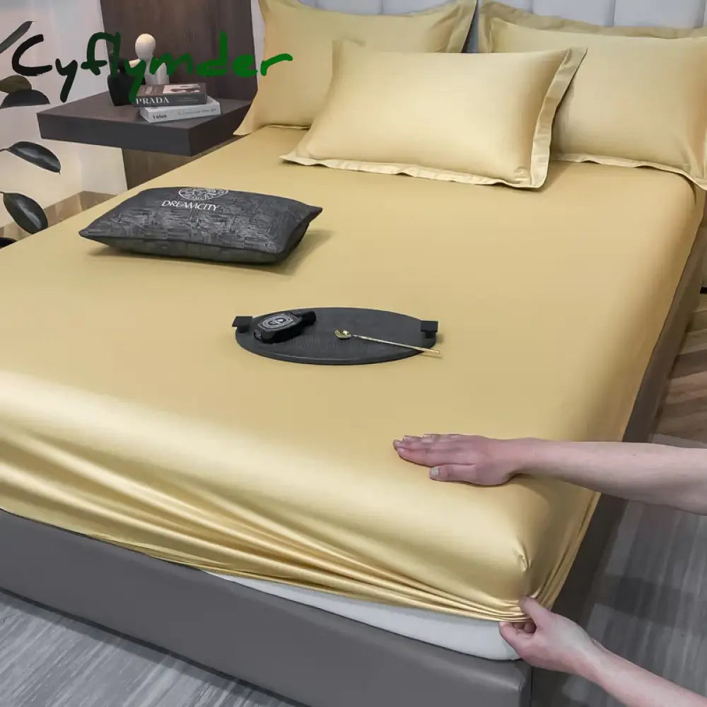 Cyflymder Egyptian Cotton Fitted Sheet with Elastic Band Luxury Soft Mattress Covers Durable Skin-friendly Bedsheet