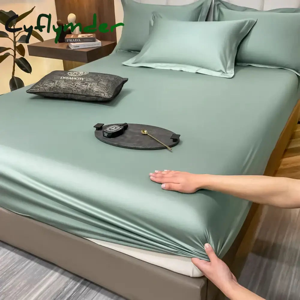 Cyflymder Egyptian Cotton Fitted Sheet with Elastic Band Luxury Soft Mattress Covers Durable Skin-friendly Bedsheet