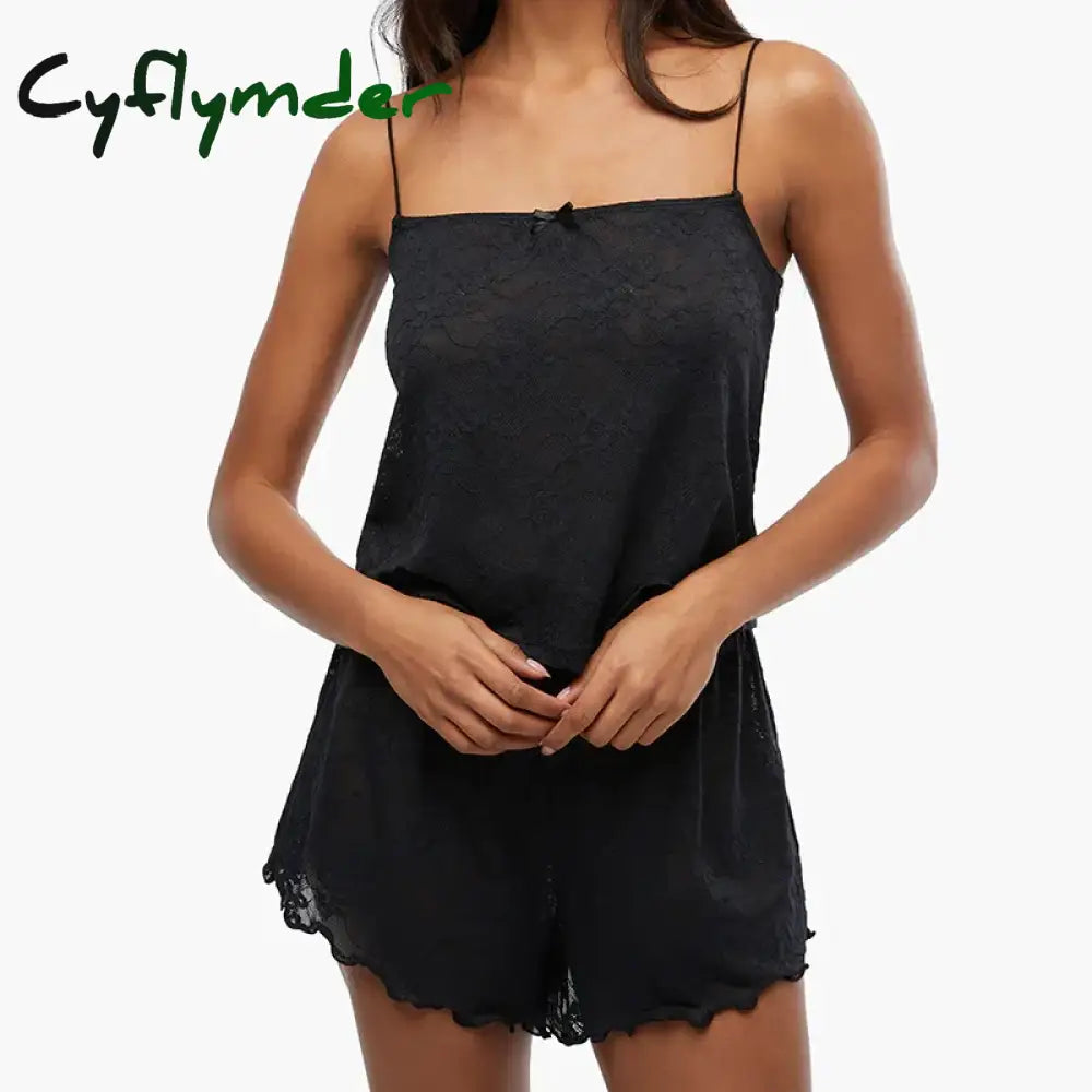 Cyflymder Elegance Comfy Floral Lace Lingerie Set Fairy Coquette 2 Piece Kawaii Crop Tops Camis +