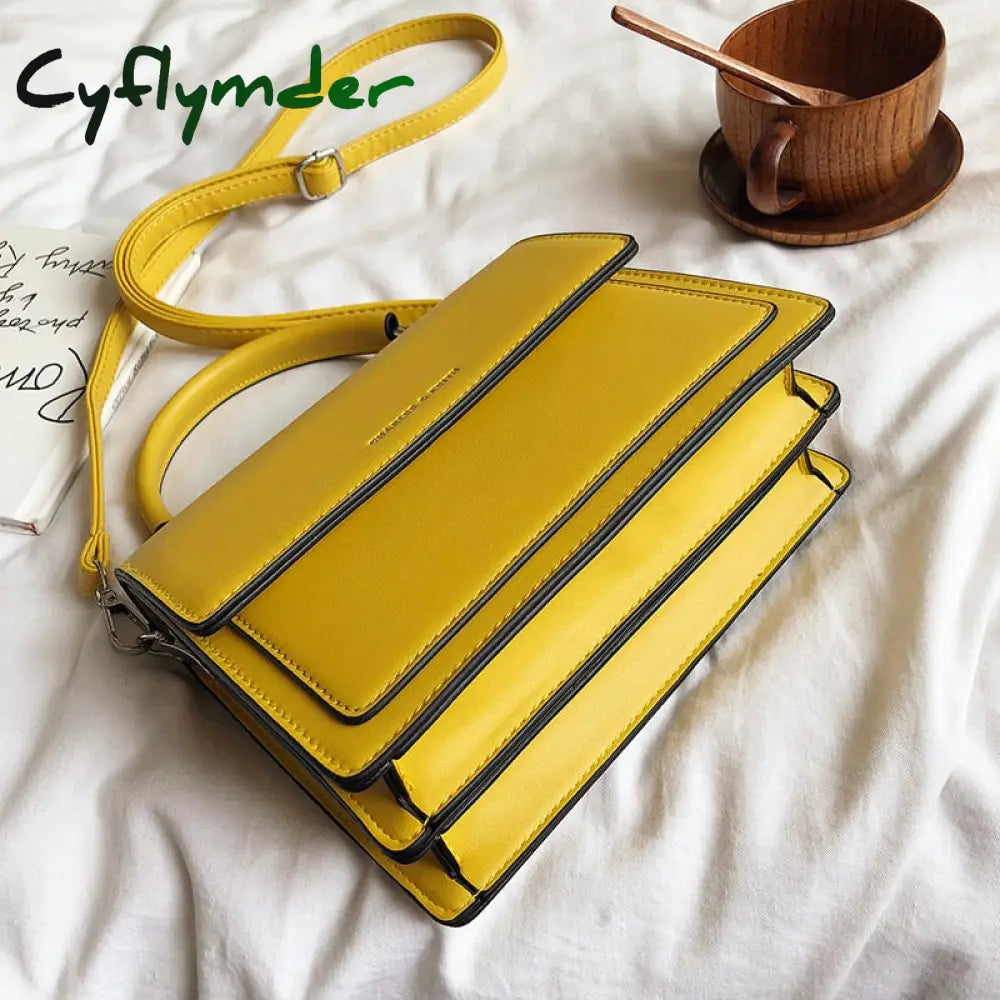 Cyflymder Elegant Female Square Tote Bag Fashion New High Quality Pu Leather Women’s Designer