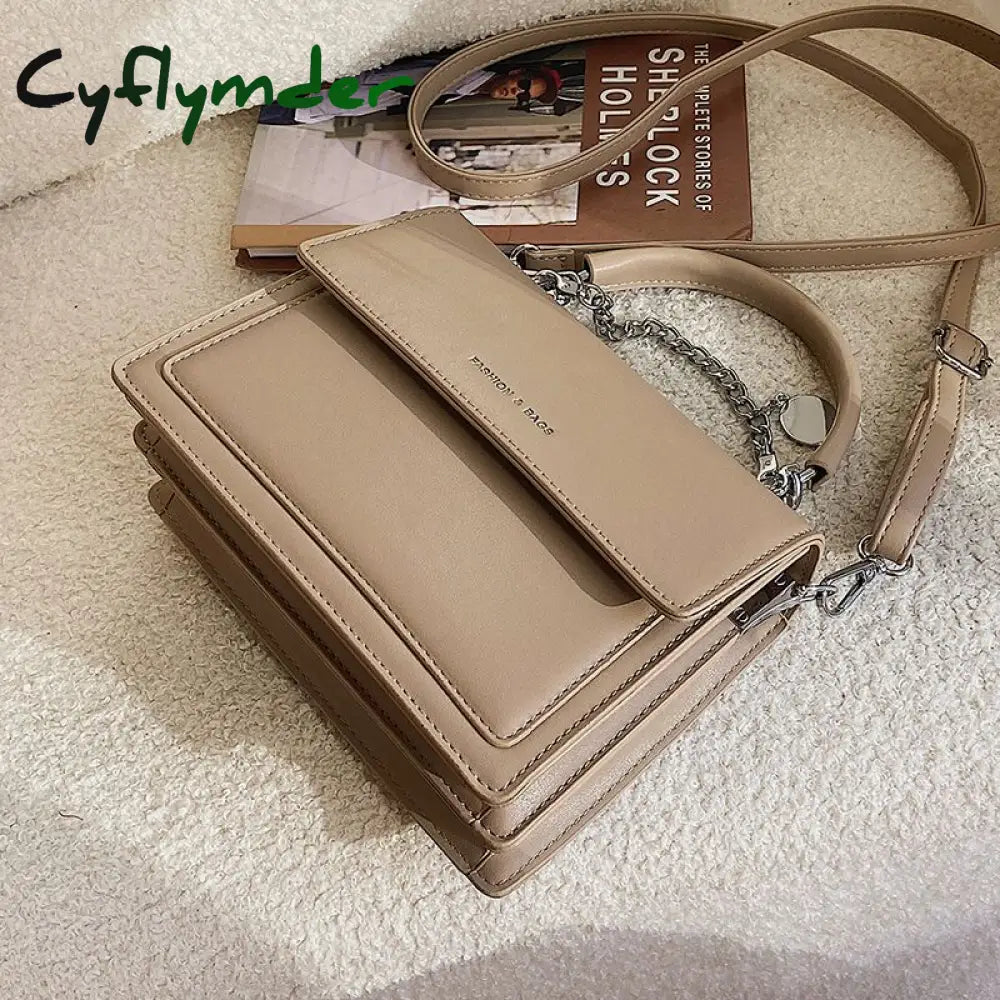 Cyflymder Elegant Female Square Tote Bag Fashion New High Quality Pu Leather Women’s Designer