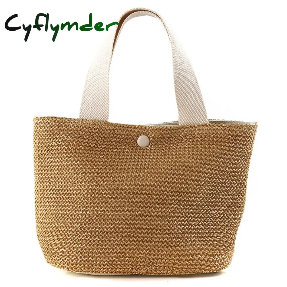 Cyflymder Elegant Ladies Straw Woven Handbag Women Holiday Beach Casual Tote Top-Handle Bags