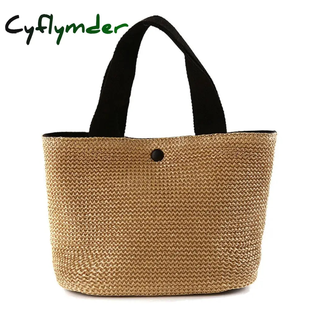 Cyflymder Elegant Ladies Straw Woven Handbag Women Holiday Beach Casual Tote Top-Handle Bags