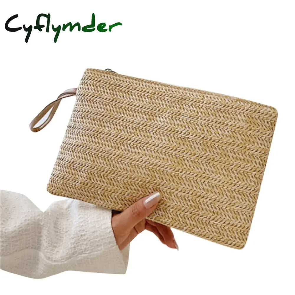 Cyflymder Elegant Ladies Straw Woven Handbag Women Holiday Beach Casual Tote Top-Handle Bags