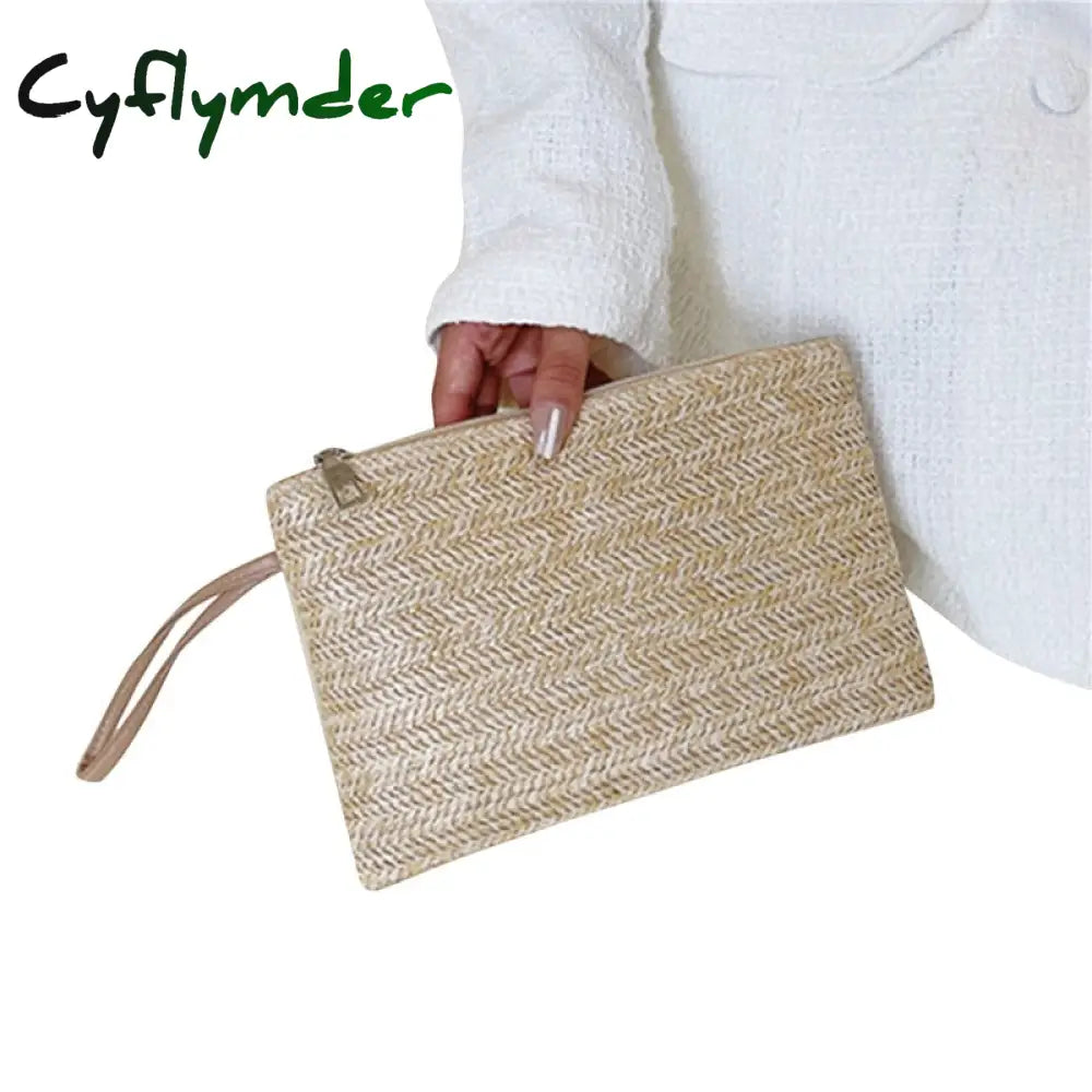 Cyflymder Elegant Ladies Straw Woven Handbag Women Holiday Beach Casual Tote Top-Handle Bags