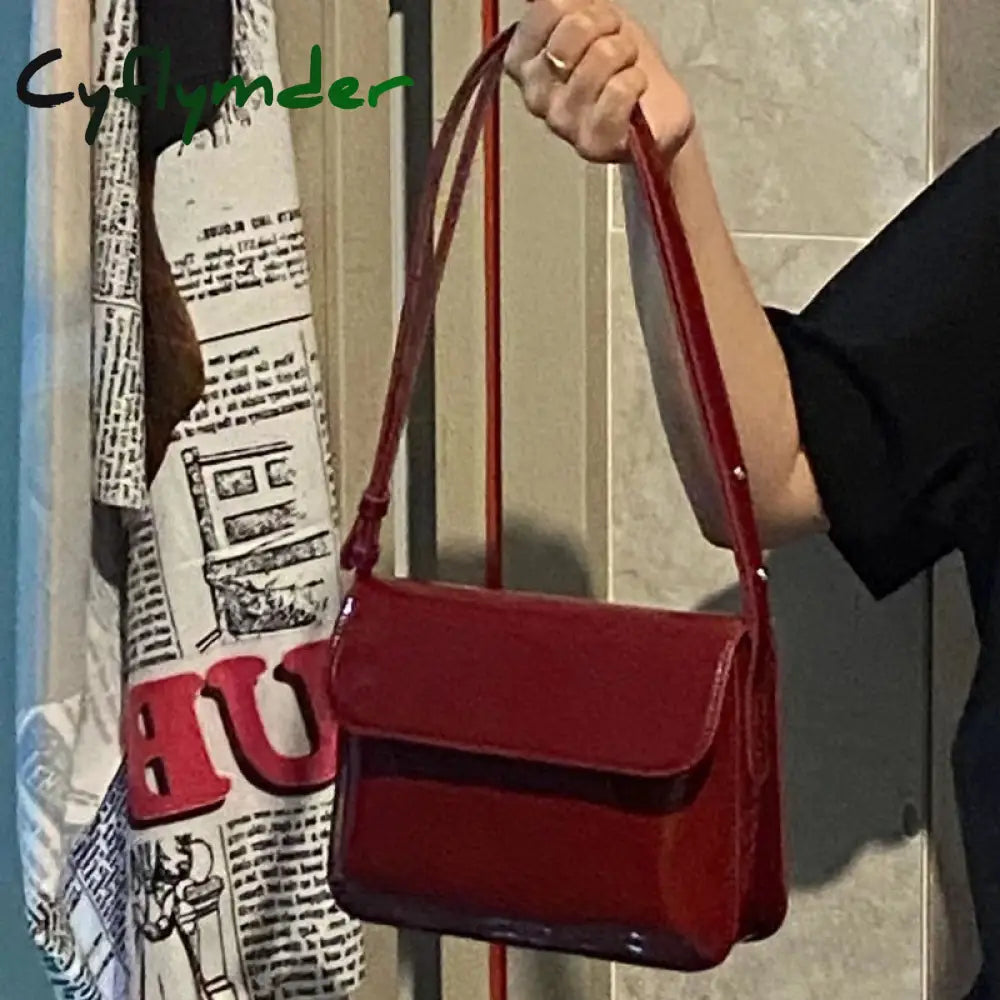 Cyflymder Elegant Patent Leather Women’s Small Square Bag Ladies Vintage Shoulder Crossbody Bags