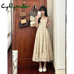 Cyflymder Elegant Summer Dress Women Office Lady O-Neck Button Fashion Sleeveless Dresses Femme