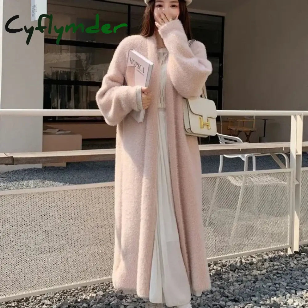 Cyflymder Elegant Sweet Long Sweater Cardigan Women Korean Style Sweaters Coat Autumn Winter Solid Loose Casual Vintage