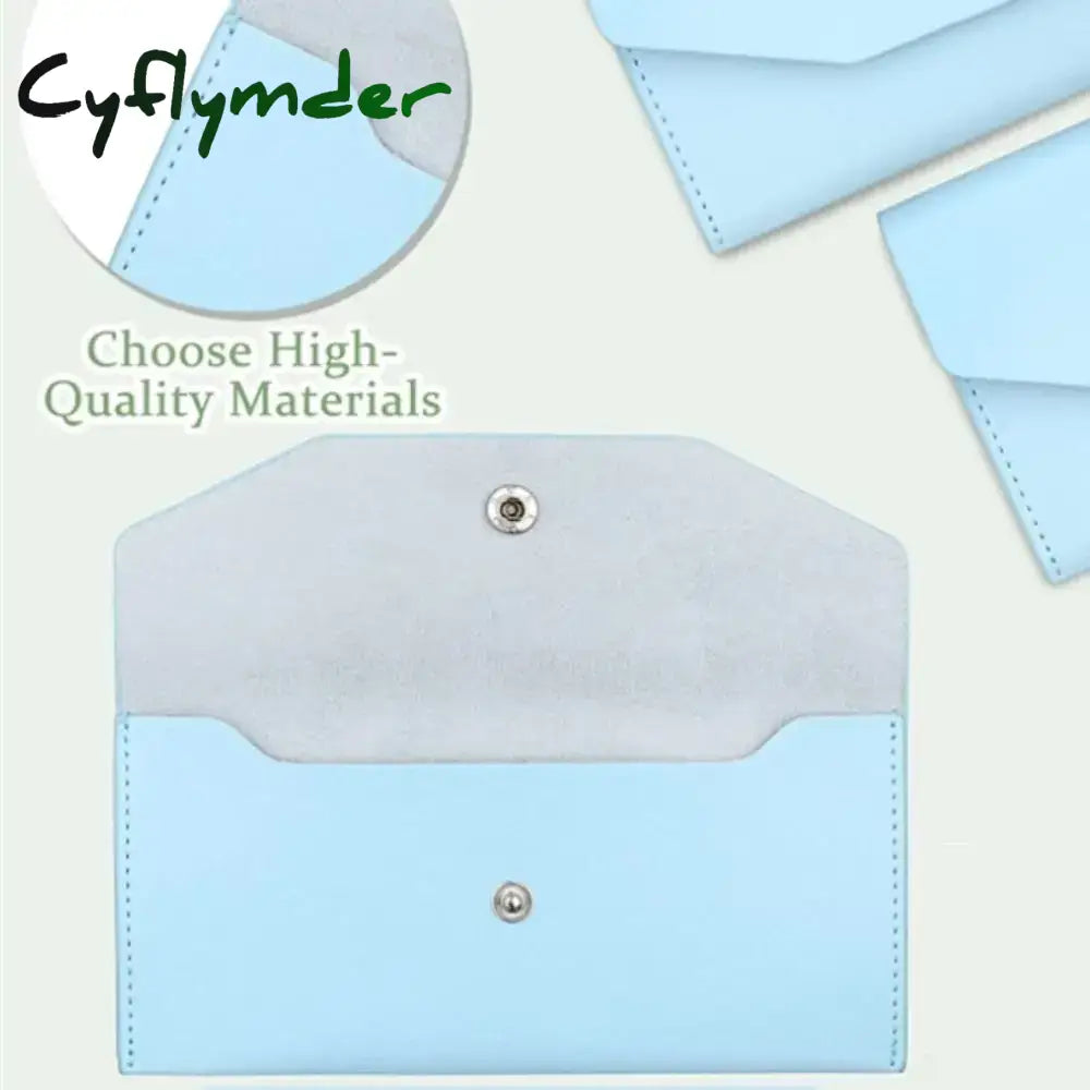 Cyflymder Envelope Wallet Pu Leather Cash Classic Fashion Women’s Ferrule Name Card Holder Gift