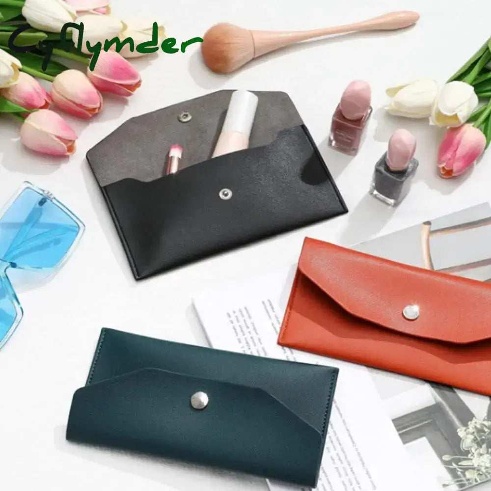 Cyflymder Envelope Wallet Pu Leather Cash Classic Fashion Women’s Ferrule Name Card Holder Gift