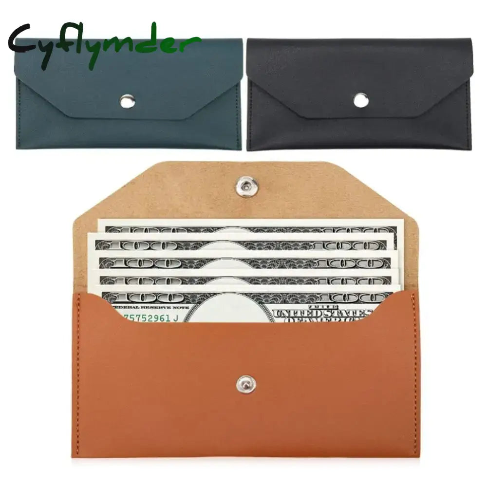 Envelope Wallet PU Leather Cash Envelope Wallet Classic Fashion Women's Wallet Ferrule Name Card Holder Gift