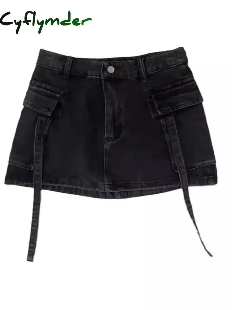 Cyflymder European And American Style 2024 Summer New Y2K Big Pocket Mini Skirt Hip Packing Denim