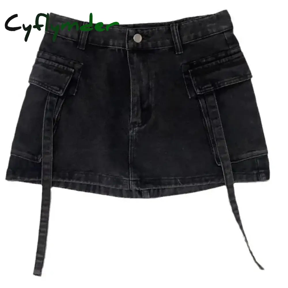 Cyflymder European And American Style 2024 Summer New Y2K Big Pocket Mini Skirt Hip Packing Denim