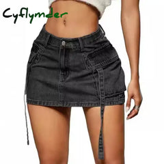Summer New Style Y2K Big Pocket Mini Skirt Hip Packing American Denim Skirts Womens Streetwear