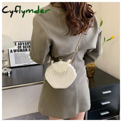 Cyflymder Evening Bags Shell Shape Women Clutch New Wedding Bridal Handbag Pearl Beaded Fashion