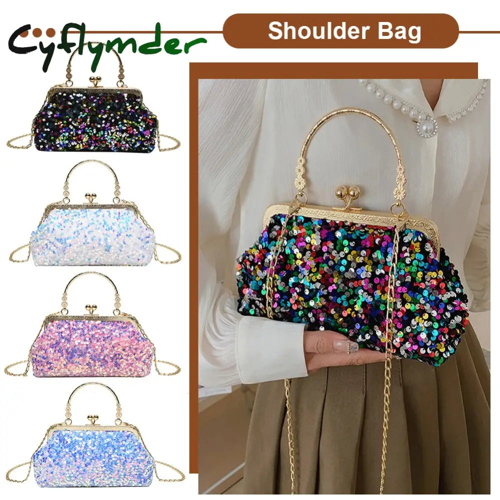 Cyflymder Evening Party Glitter Shoulder Bag Clutch Crystal Female Dinner Wedding Purses Handbag